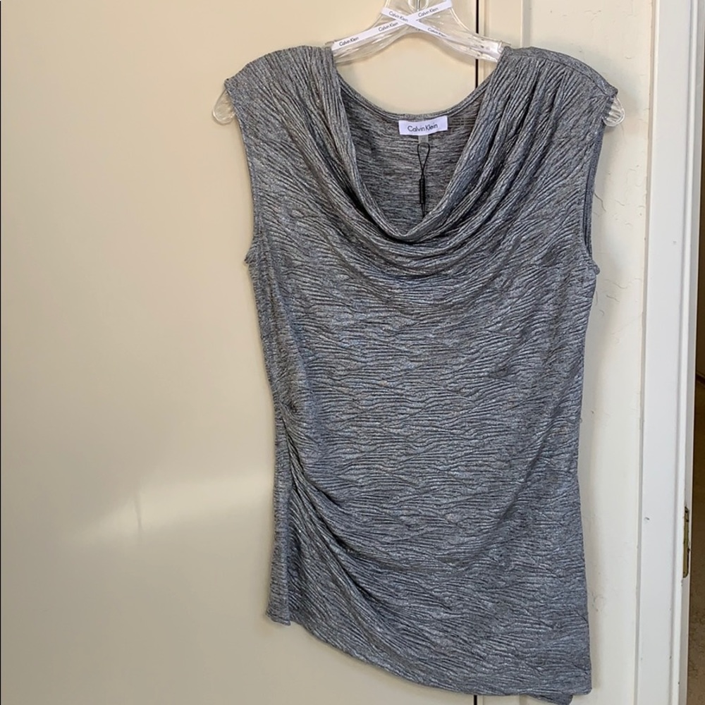 NWT Calvin Klein Metallic/Silver Top